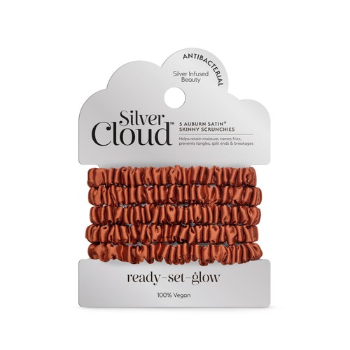 Silver Cloud 5 Auburn Skinny Satin Scrunchies