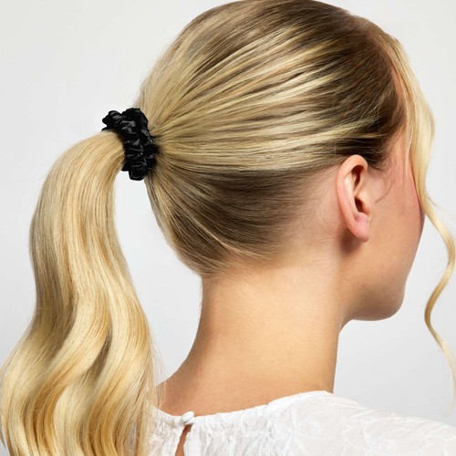 Silver Cloud 5 Black Skinny Satin Scrunchies thumbnail 2