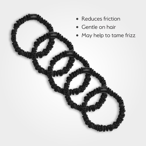 Silver Cloud 5 Black Skinny Satin Scrunchies thumbnail 3