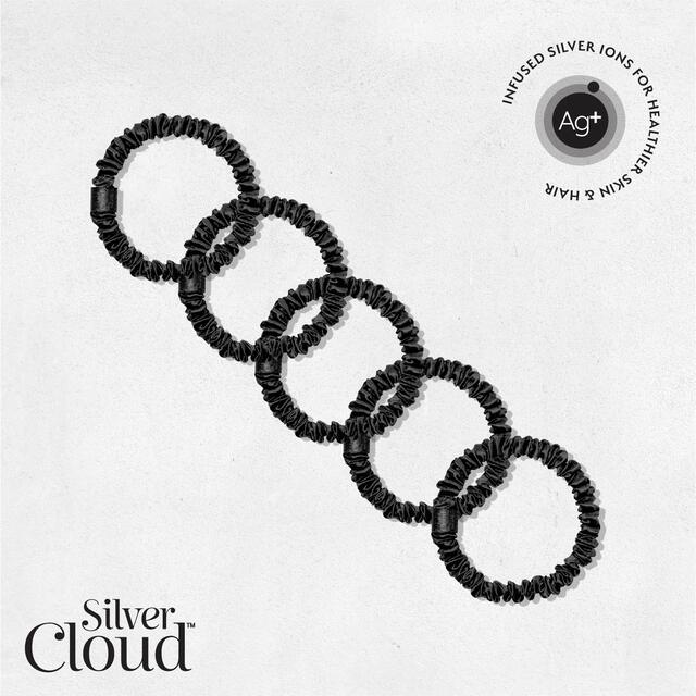 Silver Cloud 5 Black Skinny Satin Scrunchies thumbnail 2