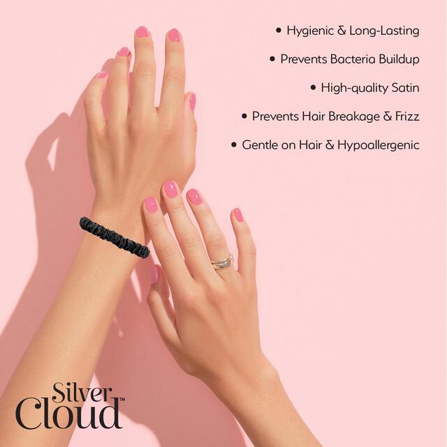 Silver Cloud 5 Black Skinny Satin Scrunchies thumbnail 4