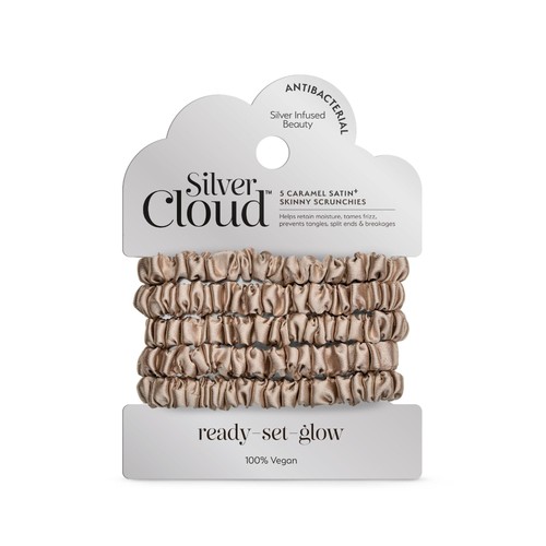 Silver Cloud 5 Caramel Skinny Satin Scrunchies
