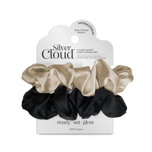 Silver Cloud 2 Mixed Large Satin Scrunchies