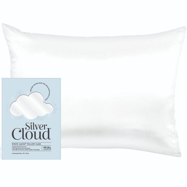 Silver Cloud White Satin Pillowcase Infused with Silver Ions