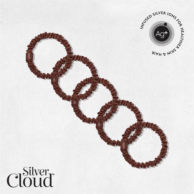 Silver Cloud 5 Chocolate Skinny Satin Scrunchies thumbnail 2