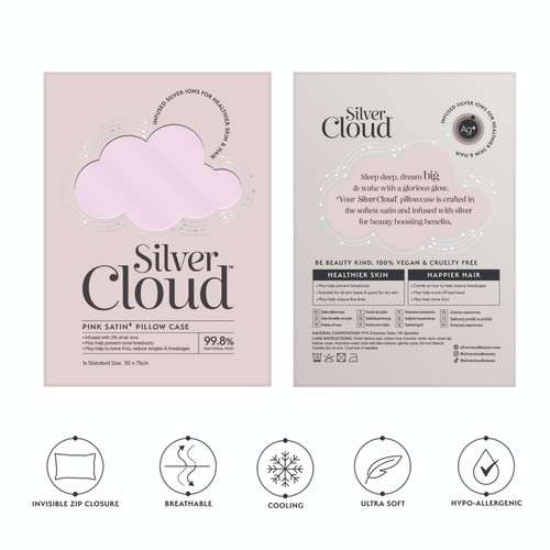 Silver Cloud Pink Satin Pillowcase Infused with Silver Ions thumbnail 2