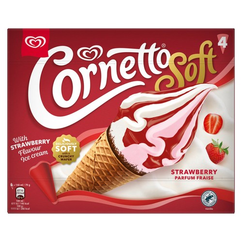Cornetto Soft Strawberry & Vanilla Ice Cream Cones thumbnail 2
