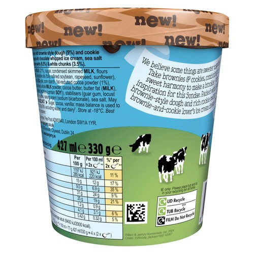 Ben & Jerry's Sundae Brookies & Cream Ice Cream Tub thumbnail 4