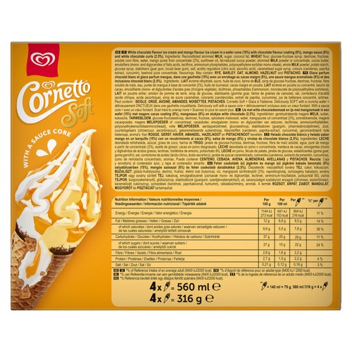 Cornetto Soft Mango & White Chocolate Ice Cream Cones thumbnail 3