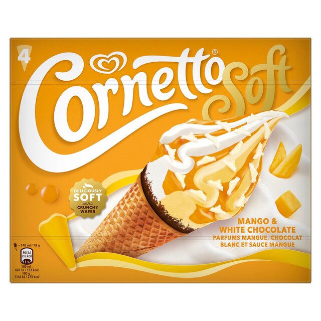 Cornetto Soft Mango & White Chocolate Ice Cream Cones 4MP