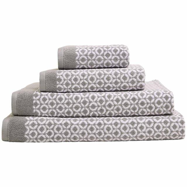 M&S Pure Cotton Repeat Links Towel, Grey thumbnail 2