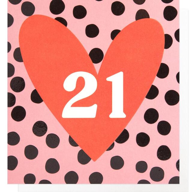 Caroline Gardner Spotty Pink 21st Birthday Card