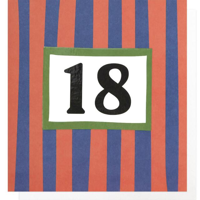 Caroline Gardner Red & Blue Stripe 18th Birthday Card