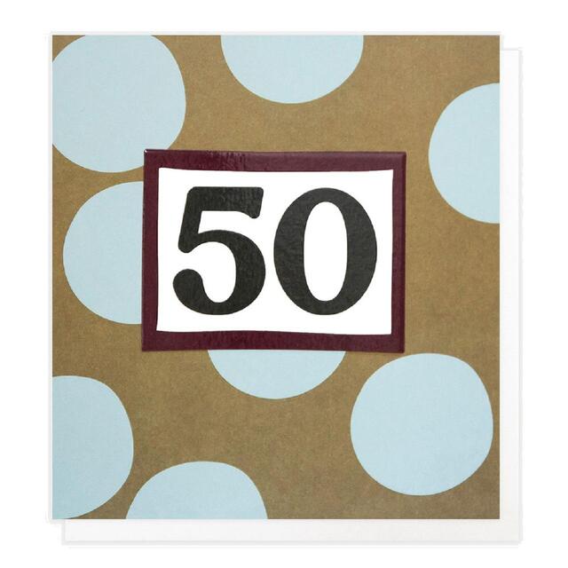 Caroline Gardner Blue & Green Spot 50th Birthday Card