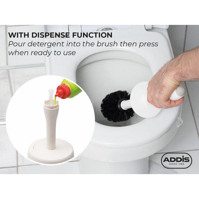 Addis Faux Hessian Plastic Round Bathroom Toilet Brush Set, White thumbnail 4