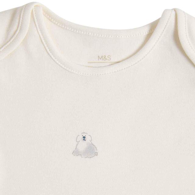 M&S Dog Bodysuit, 7 Pack, Newborn-3 Years, Blue thumbnail 2
