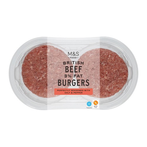  M&S Grill 2 Beef Burgers 3% Fat