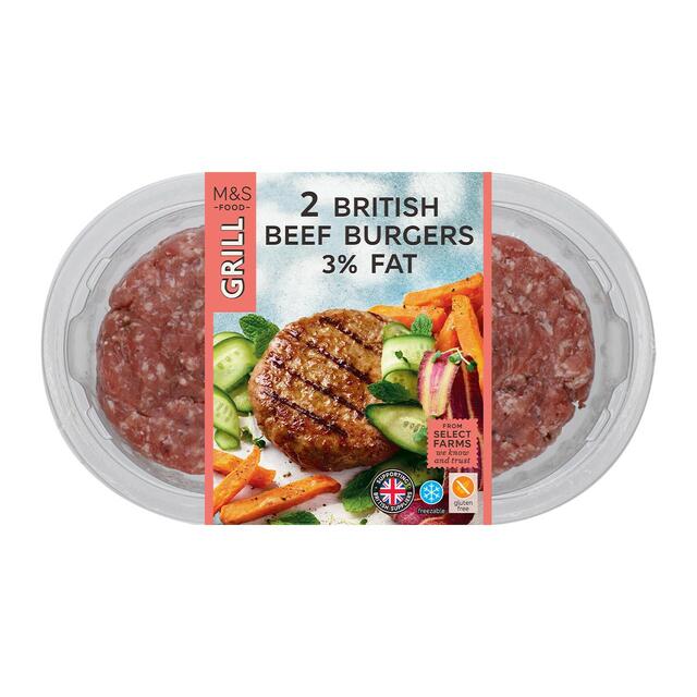 M&S 2 Beef Burgers 3% Fat