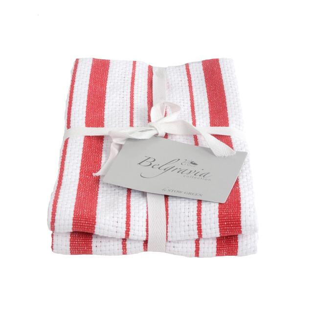 Belgravia Basket Weave Tea Towels, Red
