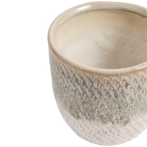 M&S Medium Glazed Textured Ceramic Planter, One Size, White thumbnail 2