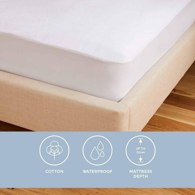 M&S Terry Waterproof Mattress Protector, Double-King Size, White