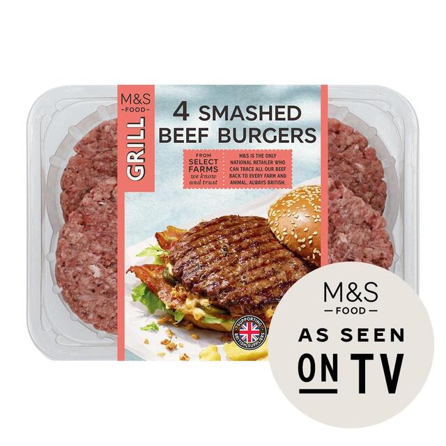 M&S 4 Smashed Beef Burgers