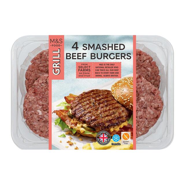 M&S 4 Smashed Beef Burgers thumbnail 2