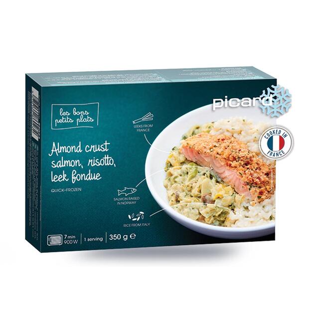 Picard Salmon with risotto and creamy leek fondue