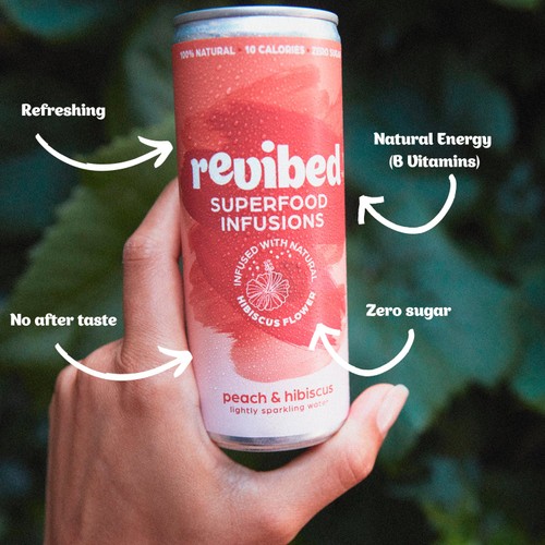 Revibed Energise Peach and Hibiscus Lightly Sparkling Water thumbnail 3