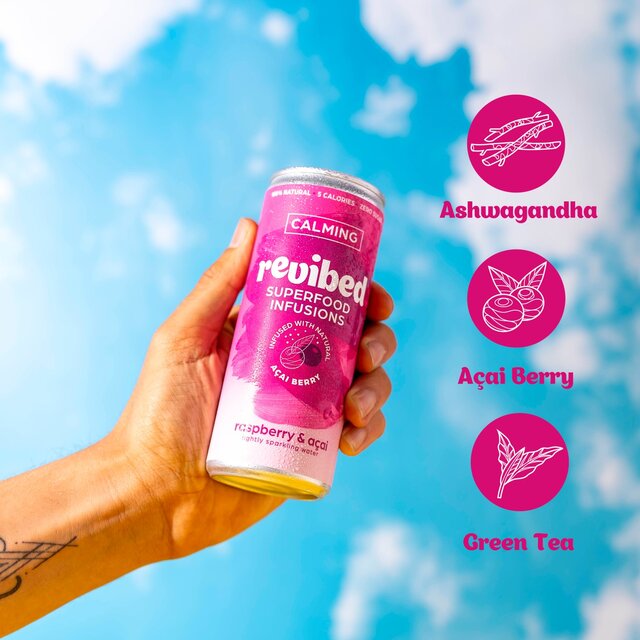 Revibed Calming Raspberry and Acai Berry Infused Lightly Sparkling Water thumbnail 4