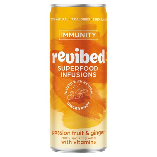 Revibed Immunity Passionfruit and Ginger Infused Lightly Sparkling Water