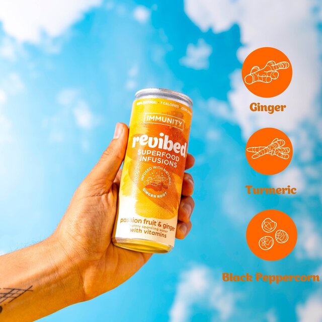 Revibed Immunity Passionfruit and Ginger Infused Lightly Sparkling Water thumbnail 4