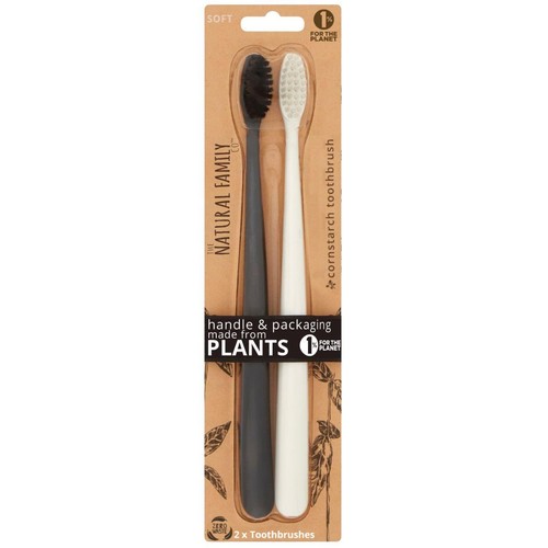Natural Family Co Twin Pack Adult Manual Toothbrushes (Assorted Colours) thumbnail 4