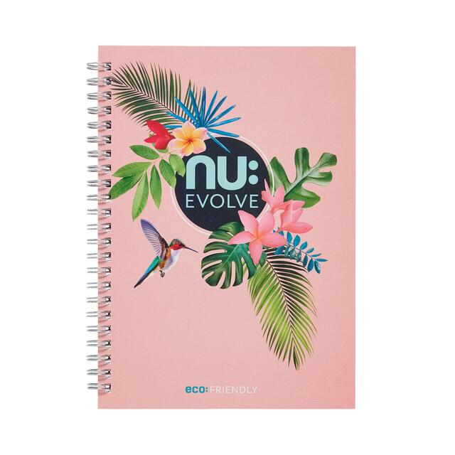 Nuco Nu Evolve Tropical A5 Wiro Notebook, Pink, 160 pages