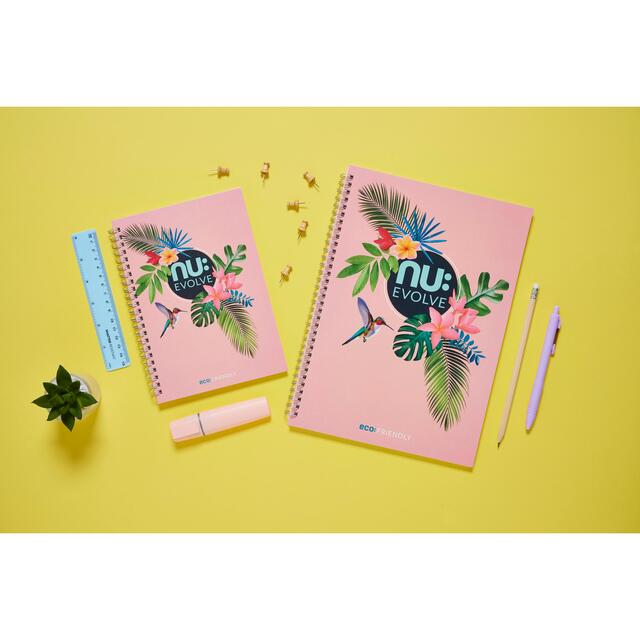 Nuco Nu Evolve Tropical A5 Wiro Notebook, Pink, 160 pages thumbnail 3