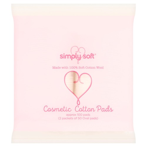 Simply Soft 2 x 50 Oval Cosmetic Cotton Pads Multipack