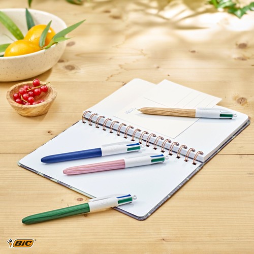 BIC 4 Colours Wood Retractable Ballpoint Pens thumbnail 3