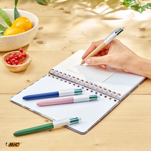 BIC 4 Colours Wood Retractable Ballpoint Pens thumbnail 4
