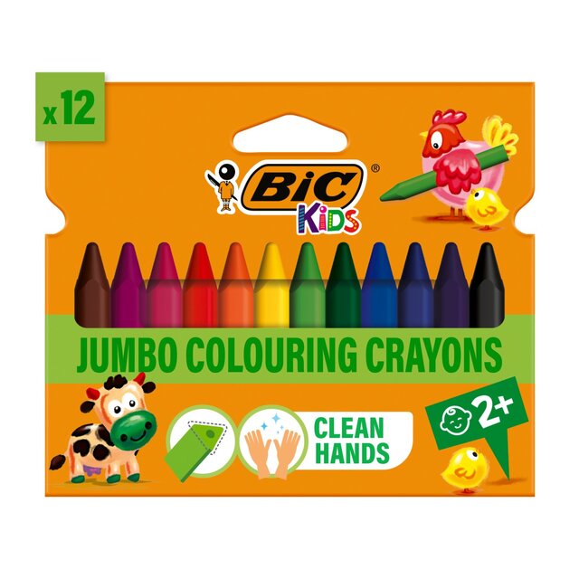 BIC Kids Jumbo Colouring Crayons Wallet of 12