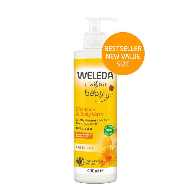 Weleda Baby 2 in 1 Calendula Natural Shampoo and Body Wash, Sensitive Skin