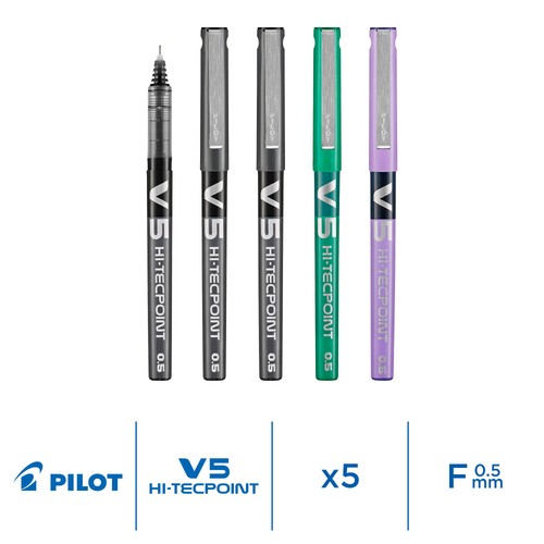 Pilot V5 Liquid Ink Rollerball Fine Line - 5 Piece Blister - Assorted thumbnail 2