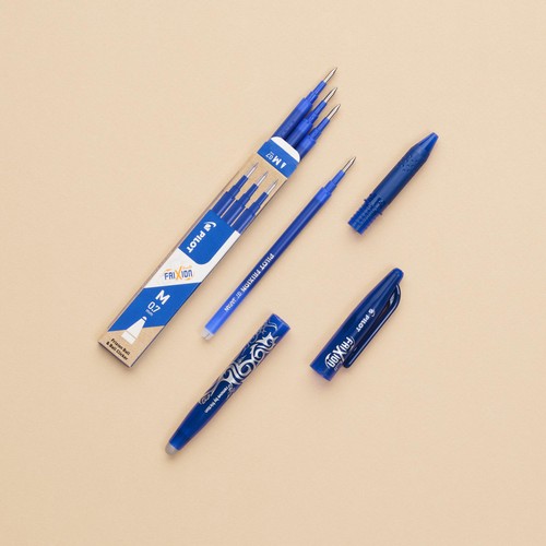 Pilot FriXion Ball Medium Line Single Pen + 3 Refills - Blister Card - Blue thumbnail 4