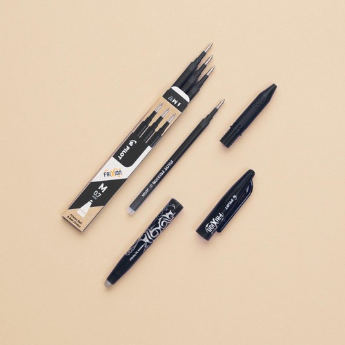 Pilot FriXion Ball Medium Line Single Pen + 3 Refills - Black thumbnail 4