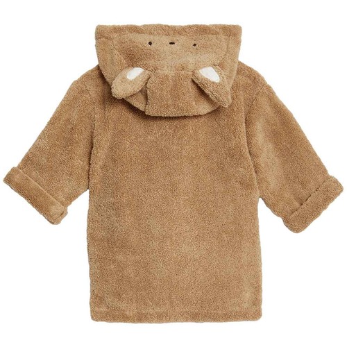 M&S Pure Cotton Towelling Hooded Robe, 18-36 Months, Camel thumbnail 2
