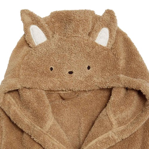 M&S Pure Cotton Towelling Hooded Robe, 18-36 Months, Camel thumbnail 3