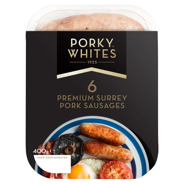 Porky Whites 6 Surrey Premium Pork Sausages