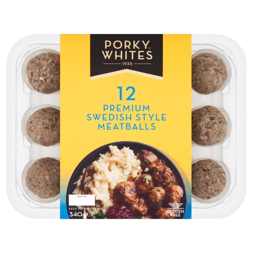 Porky Whites 12 Premium Swedish Style Meatballs