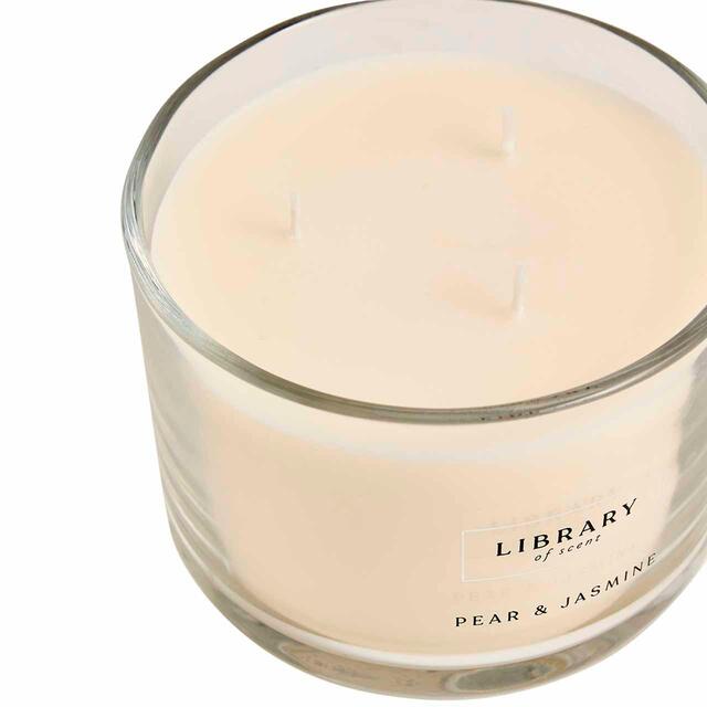 M&S Pear & Jasmine 3 Wick Candle, White thumbnail 2
