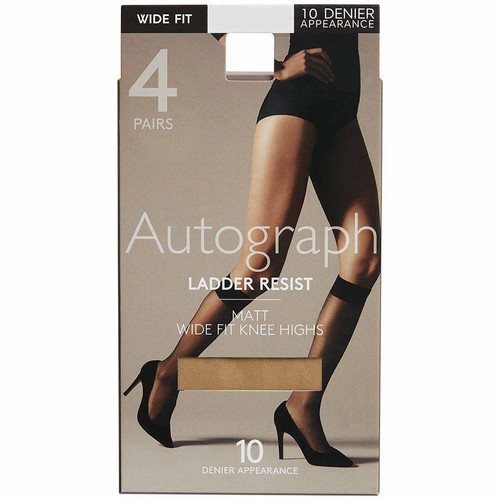 M&S Womens 10 Denier Ladder Resist Knee Highs, One Size Opaline
