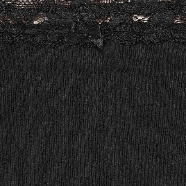 M&S Womens Cotton Rich & Lace Bikini Knickers, 8, Black thumbnail 3